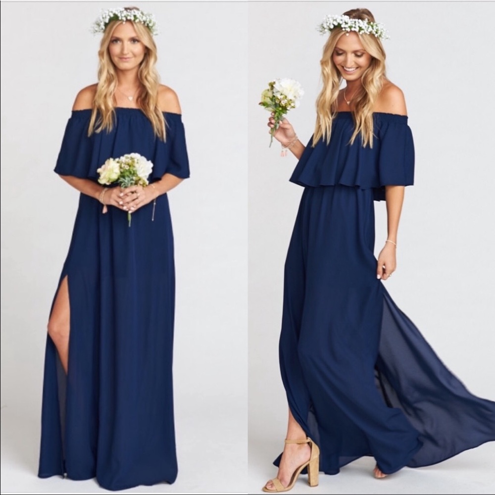 Show Me Your MuMu Navy Off-Shoulder Maxi Dress